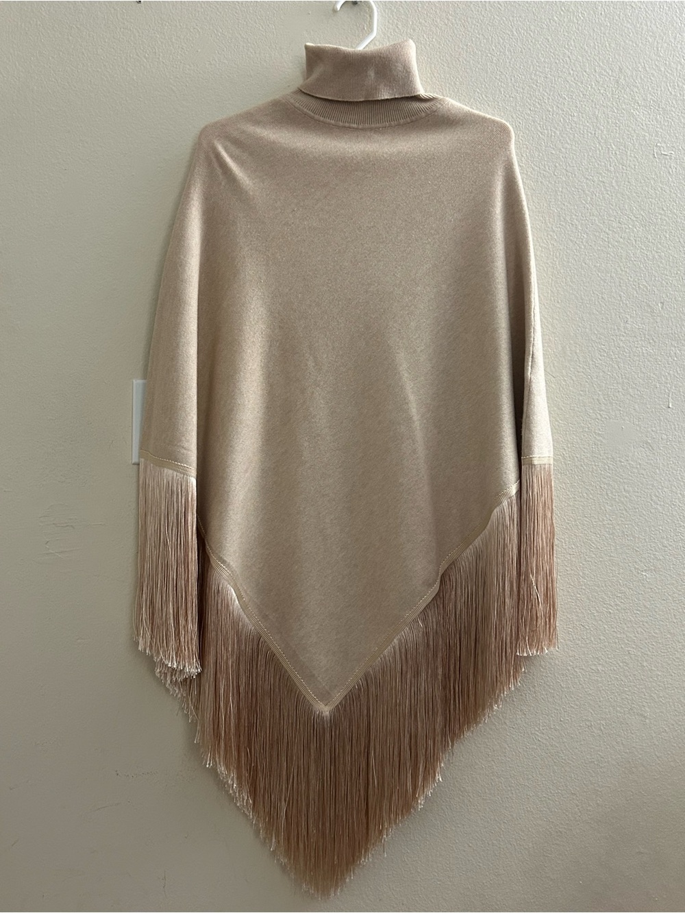 Free People x Understated Leather Fringe Turtleneck Poncho - Size M/L